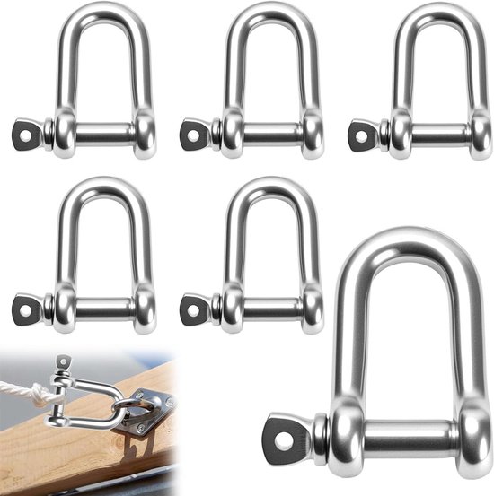 6 D Förmige Edelstahlglieder, D Ringe Zur Befestigung, Robuste Kupplungen Für Kabel Und Ketten