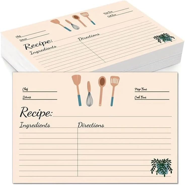 Recipe Card Set 4 X 6 Made Of 100 Printed On Both Sides Thick Cardboard Recipe Card Set As A Gift For Mother, Sister, Daughter, Girlfriend