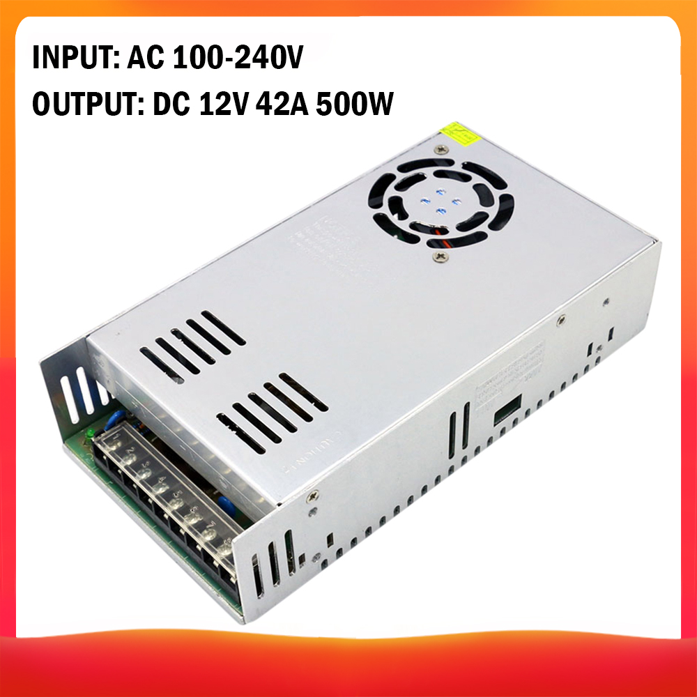 Spannungswandler Ac 100-240v Auf Dc 12v 42a 500w, Geregeltes Schaltnetzteil, Adapter/konverter Für Led-streifen, Kameras, Computer, Radioprojekte.