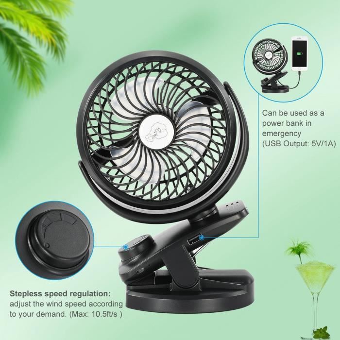 Mini-usb-tischventilator Mit Clip, Tragbarer, Wiederaufladbarer Ventilator, Kühlventilator Mit 360°-drehung