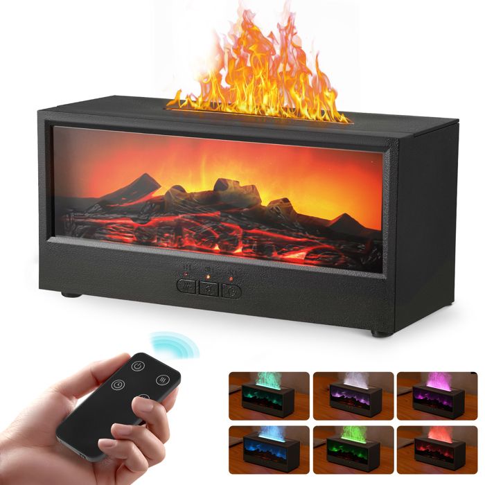 150-ml-luftbefeuchter Fürs Schlafzimmer Mit Led-kamin, 7 Flammenfarben Und Ätherischem Öldiffusor Für Zuhause