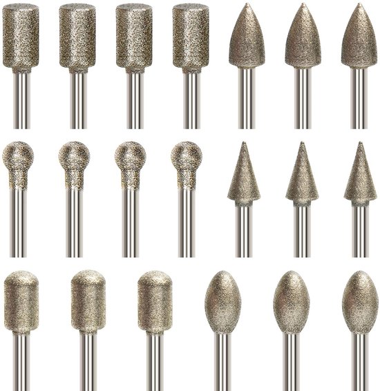 Dailygoods – Schleifbit-set, 20-teilig – Diamantbohrer-set – Steinmeißel-set – Zubehör Für Dremel – Schleifen/polieren – Verschiedene Formen