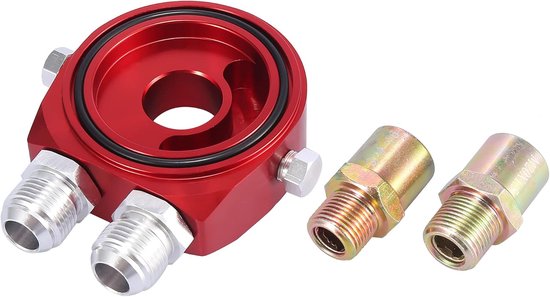 Universeller Ölfilterkühler Sandwich Schraubplattenadapter Aus Aluminiumlegierung, Rot, M20x1,5 1/8 Npt