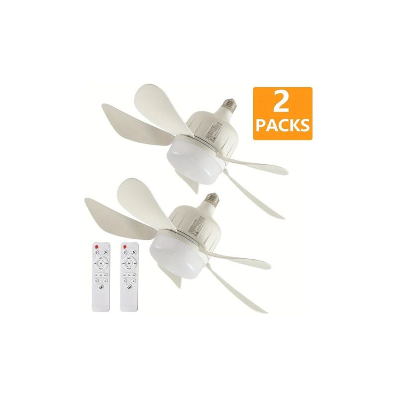 Lot De 2 Ventilateurs De Plafond – 3 Vitesses Réglables – Intensité Variable – 5 Pales – Télécommande – Éclairage Led Ajustable