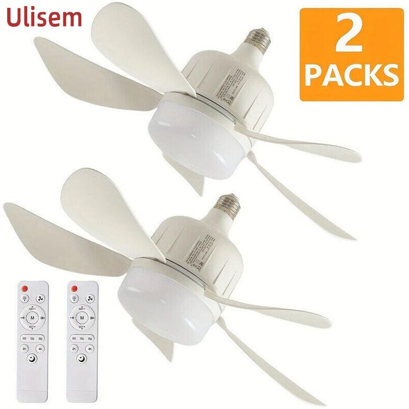 Lot De 2 Ventilateurs De Plafond – 3 Vitesses Réglables – 5 Pales – Télécommande – Éclairage Led 2700k-6000k Ajustable – Installation Facile