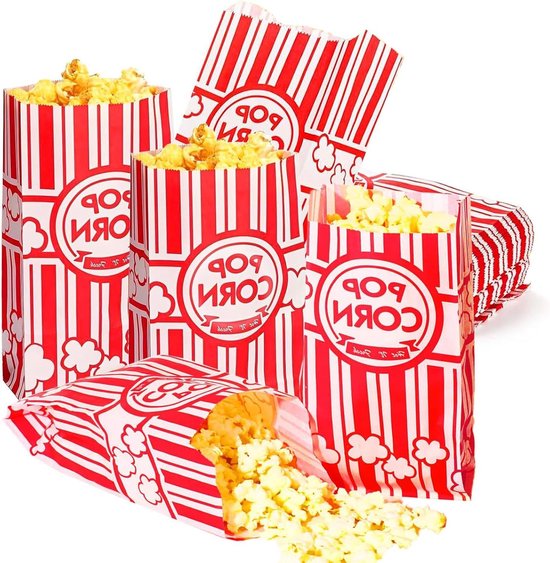 Papierpopcorntüten – Kleine Popcorntüten – 21 X 9 Cm – Rot-weiß Gestreift – Für Salzstangen Und Süßigkeiten-partys – Popcorn – 200 Stück