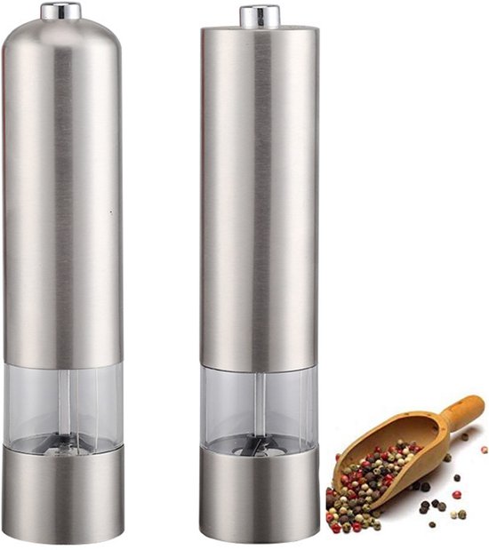Elektrisches Salz Und Pfeffermühlen Set 2 Teilig Mahlgrad Einstellbar Edelstahl Salzmühle Batteriebetriebene Pfeffermühle Gewürzmühle Pfeffermühl