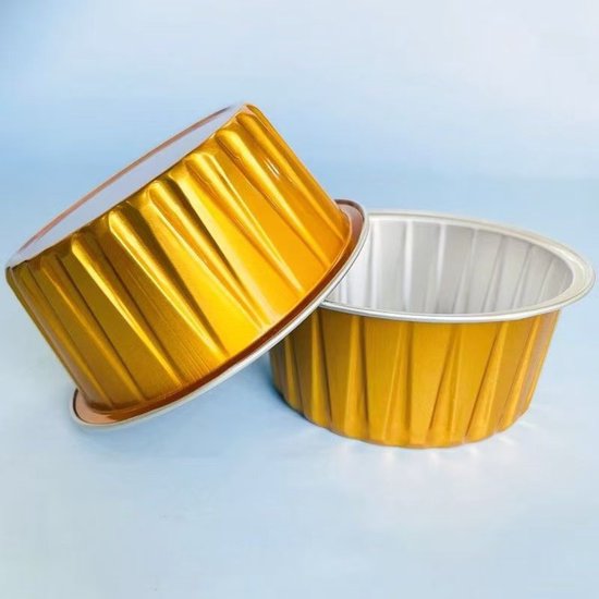 125 Runde Mini Brotformen Mit Deckel, Mini Kuchenformen Mit Deckel, Einweg Förmchen, Backformen, Muffinformen, Cupcake Formen Gold