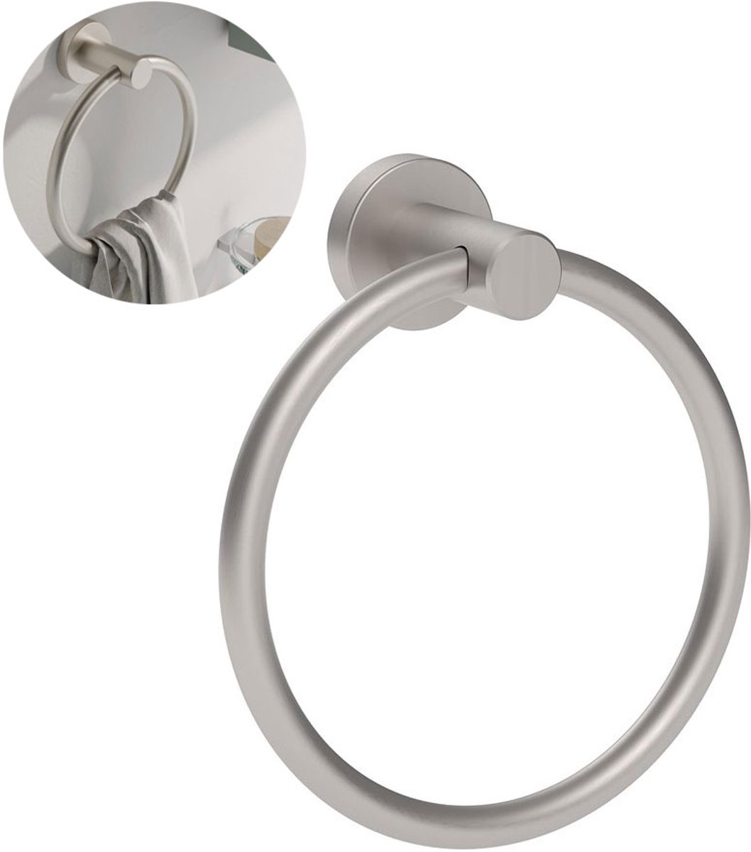 Handtuchring – 1 Stück – Ø 16,5 Cm – Handtuchhalter – Badezimmeraccessoires – Silber – Edelstahl-handtuchring – Runder Handtuchring – Badezimmer-handtuchring – Inklusive Befestigungsschrauben