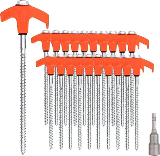 20 Robuste Stahl-schraubheringe – Stabil Für Camping Und Outdoor-aktivitäten – Sturmfest – Für Harte Böden, Wälder, Wiesen Und Gras