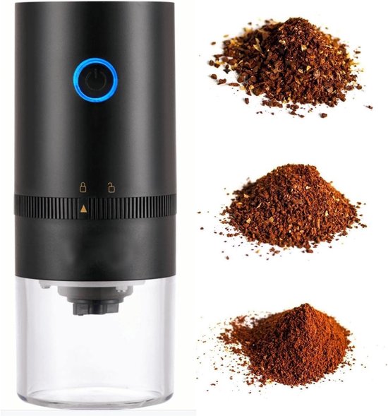 Kaffeemühlen Tragbare Elektrische Kaffeemühle 3 Mahlgradeinstellungen (fein/mittel/grob) Usb C Aufladbar Schwarz