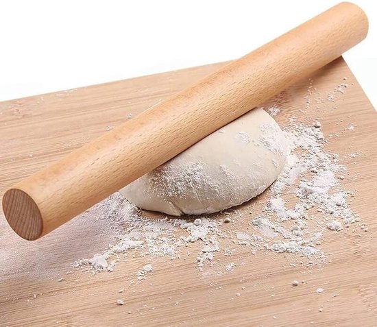 Nudelholz Aus Buchenholz, 30 × 3,5 Cm – Praktisches Backzubehör Für Fondant, Pizza, Kekse Und Blätterteig