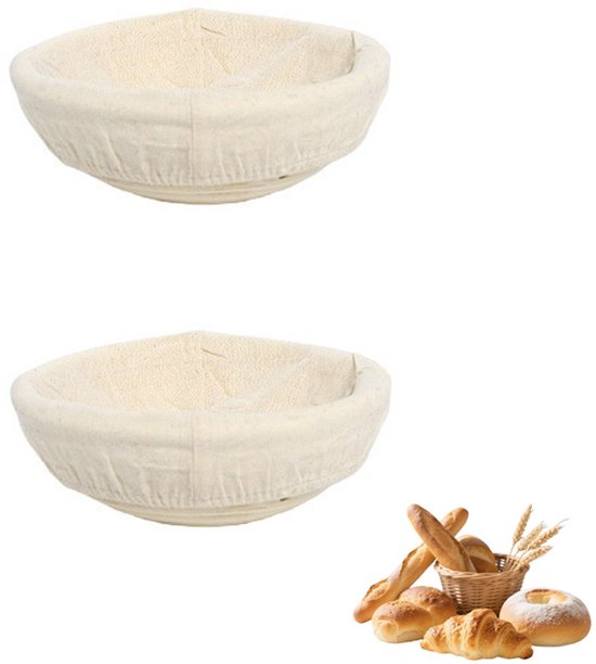 2 Teiliger Runder Gärkorb Gärkorb Für Brot Gärkorb Für Sauerteig Handgefertigte Rattanschale Backzubehör 16 Cm Durchmesser Mit Stoffbezug Leicht
