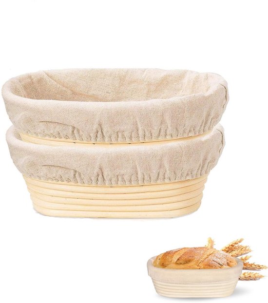 2 Teiliger Ovaler Gärkorb Für Brot Und Sauerteig Handgefertigte Rattanschale Backutensil Für Zuhause Ausgekleidet 17 X 6 X 12 Cm Leicht Zu Reinig
