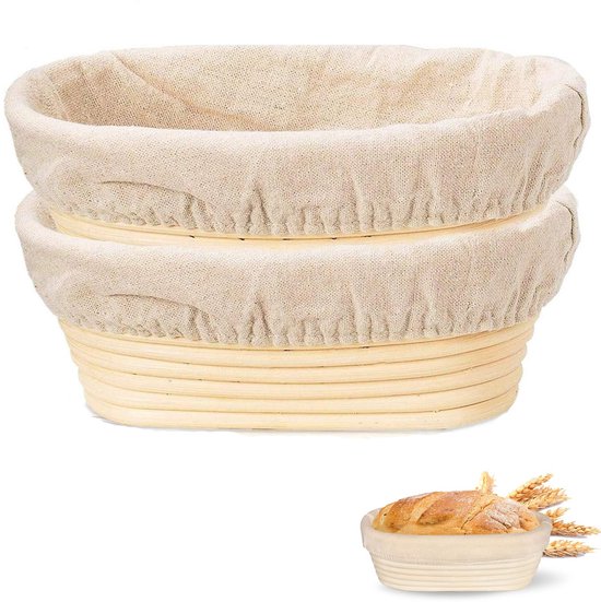 2 Teiliger Ovaler Gärkorb Für Brot Und Sauerteig Handgefertigte Rattanschale Backutensil Für Zuhause Ausgekleidet 25 X 8 X 15 Cm Leicht Zu Reinig