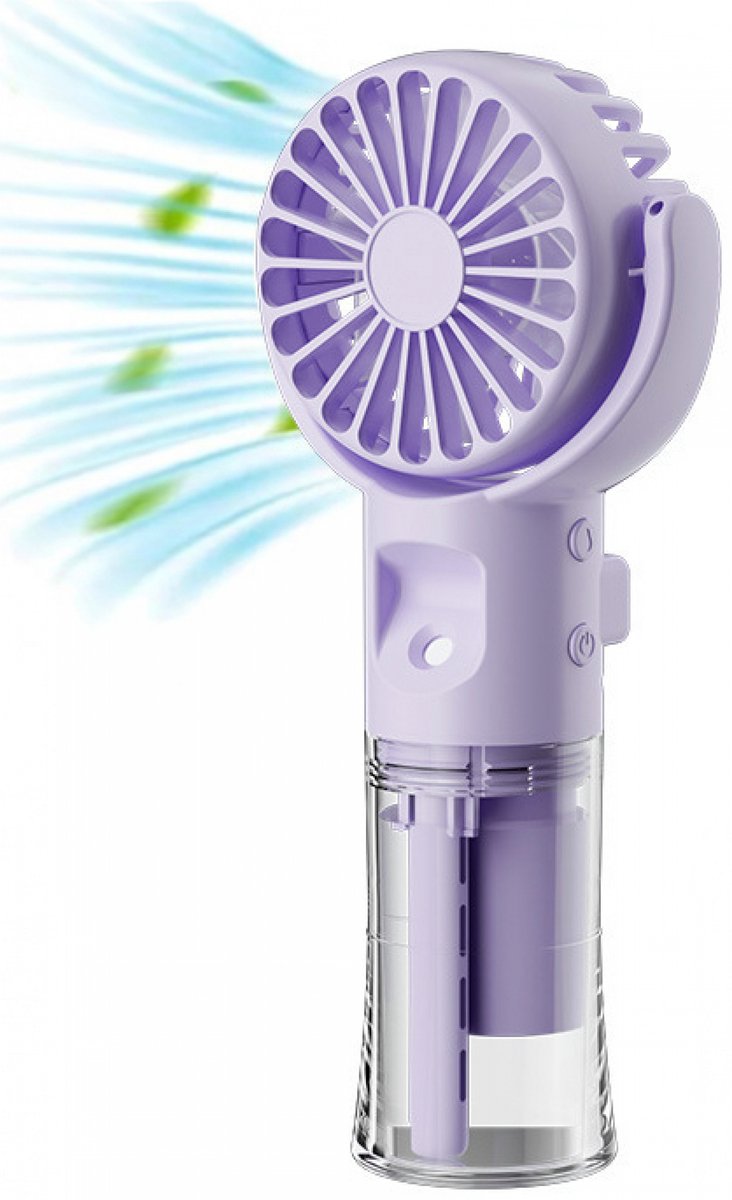 Handventilator – Wassernebelventilator – Tragbarer Mini-ventilator – Wiederaufladbar – 4 Einstellungen – Nebel – Wasser – Ventilator