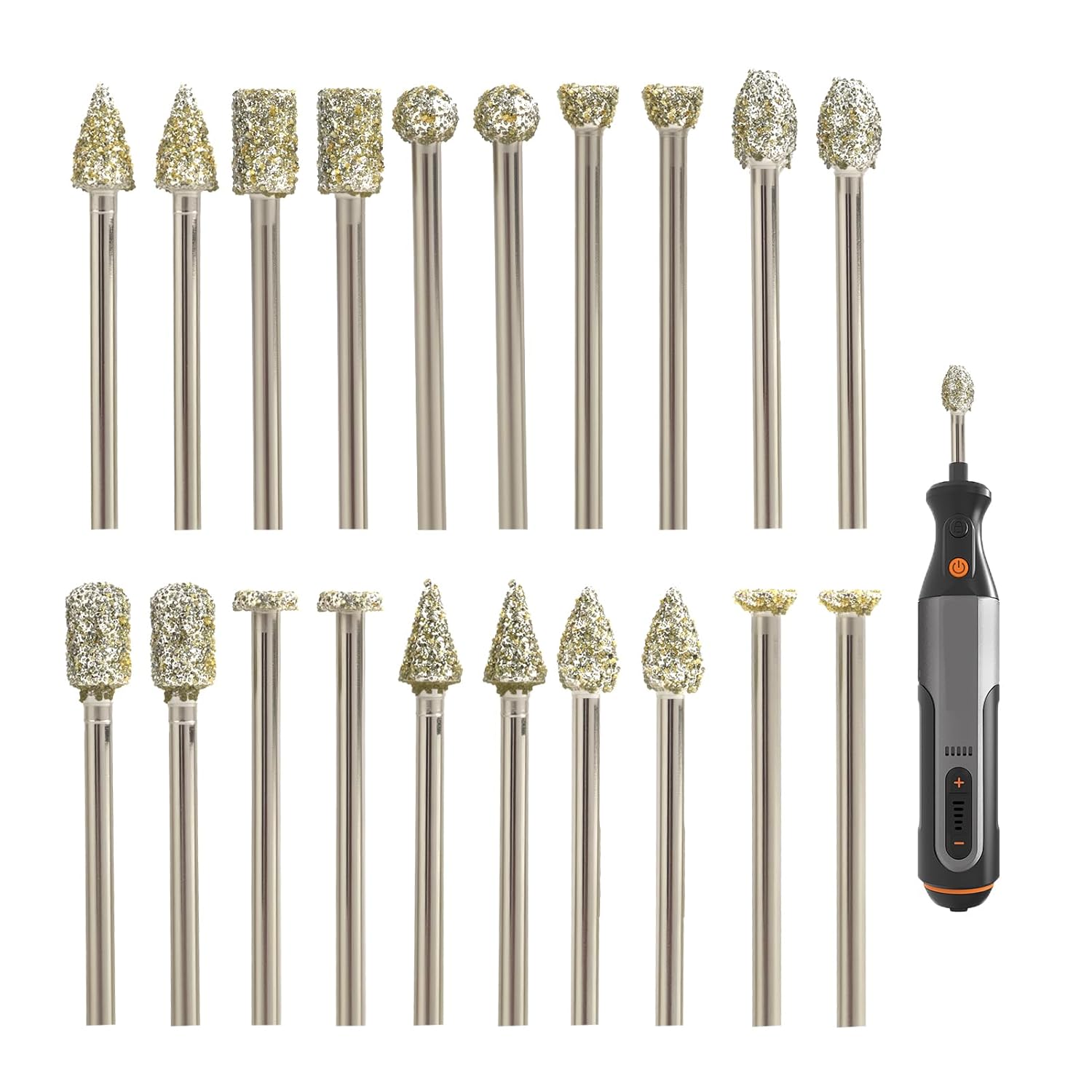 20-teiliges Diamantfräser-set, Kompatibel Mit Dremel Und Anderen Rotationswerkzeugen Mit 1/8" 3mm Schaft, Zum Schnitzen, Polieren, Für Glas Und Keramik