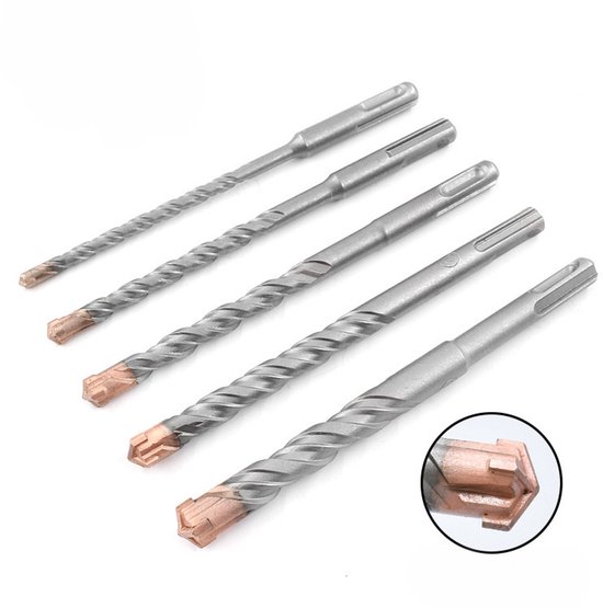 Bohrer Set 5 Teilig Sds Plus Betonbohrer Hammerbohrer Steinbohrer Vierkantbohrer Betonbohrer Arbeitslänge 120 Mm Gesamtlänge 200 Mm Ø 6, 8, 10, 1