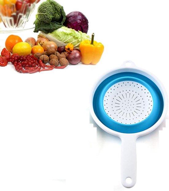 Abtropfkorb Mit Langem Griff Zum Reinigen Von Gemüse, Obst Und Nudeln Künstliches Blaues Sieb
