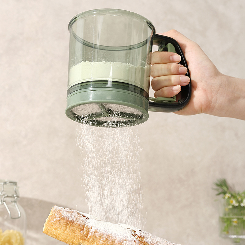 Halbautomatisches Mehlsieb Mit Griff, Wiederverwendbares Sieb Für Mehl Und Zucker, Backutensil Für Zuhause