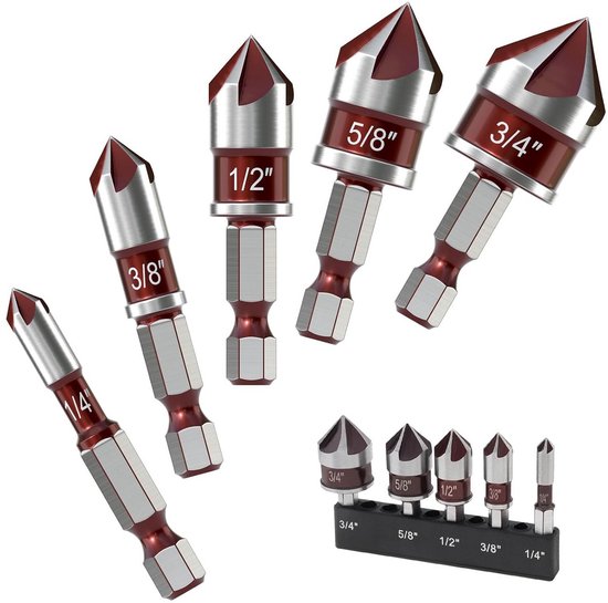 5 Teiliges Hss Senkbohrer Set Mit Schnellwechselschaft Für Holz Und Kunststoff