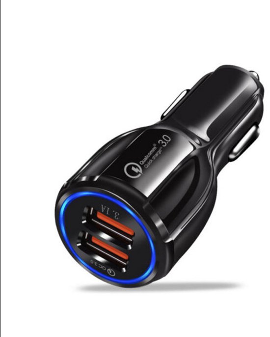 Usb-autoladegerät 2 Anschlüsse Schnellladefunktion 3 0 Zigarettenanzünder Geeignet Für Iphone Ipad Samsung Galaxy S10 S9 S8 Huawei Xiaomi Schwarz 3.0