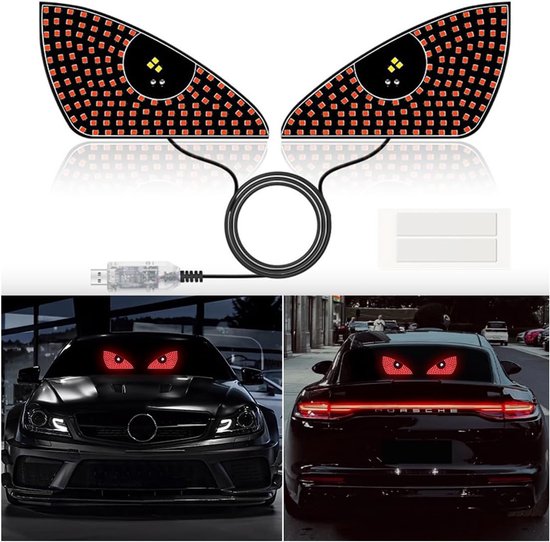 Teufelsaugen-beleuchtung Für Autos Dynamische Led-autobeleuchtung Mit Teufelsaugen Windschutzscheibenbeleuchtung Usb-plug Mit 12 Einstellungen Rot