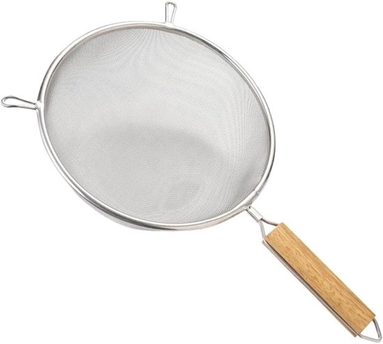 Küchensieb Ø 18 Cm Siebe Siebset Schüsselsieb Durchlaufsieb Mehlsieb Küchenutensil Edelstahl Holzgriff Silber Feinmaschig Für Mehl, Pulver, Saft,