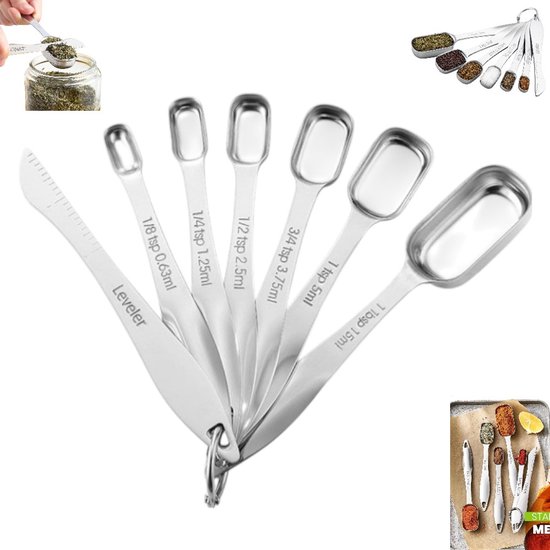 7 Teiliges Messlöffel Set Aus Edelstahl Kochlöffel Backlöffel Set Silber Messlöffel Set Aus Edelstahl Mit Schaber Messlöffel Aus Edelstahl Rechte