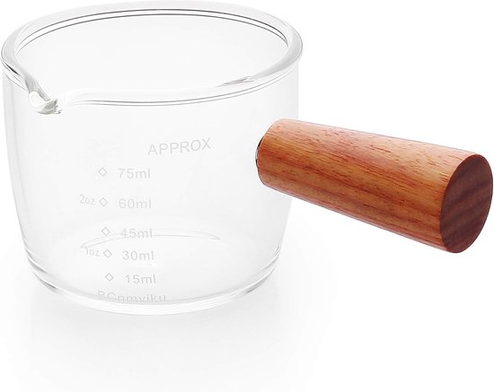 75 Ml Espresso Messbecher Aus Glas, Espresso Shotglas Mit V Förmigem Ausguss, Messbecher Für Flüssige Und Trockene Milch Für Baristas, Kaffee Und