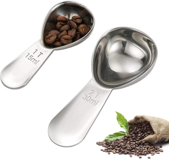Kaffeelöffel Aus Edelstahl, Portionierer, 2 Stück, Kaffeelöffel, Portionierer, 15 Ml Und 30 Ml, Wiederverwendbarer Runder Kaffeelöffel, Portionie