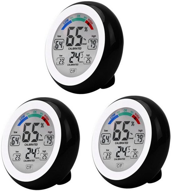 3 Hochpräzise Elektronische Hygrometer/thermometer Für Schlafzimmer Und Innenräume Temperatur Und Feuchtigkeitsanzeige Touchscreen Schalter.
