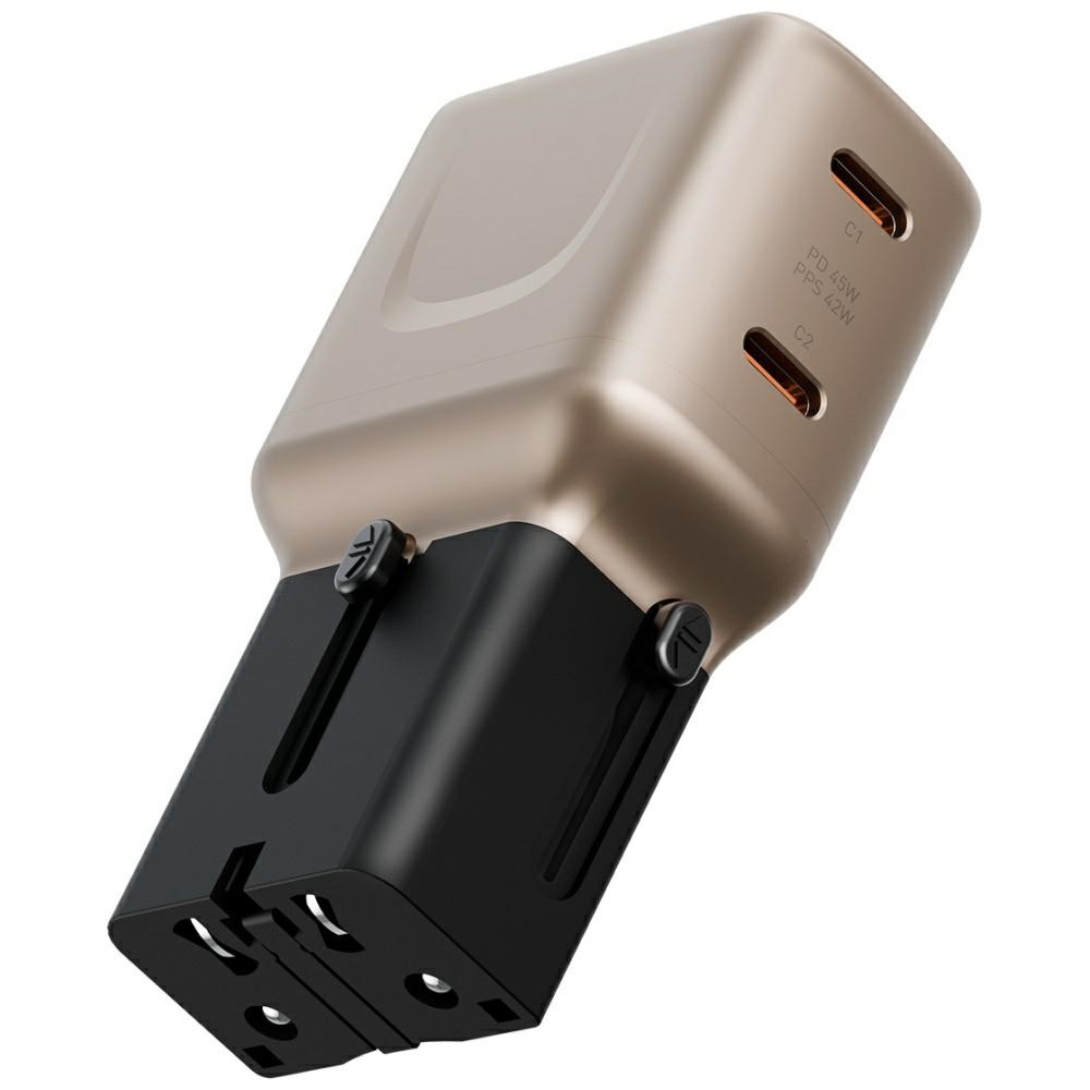 Energea Travelgo Adapter 45 2xusb-c 45w Wandladegerät Gold-schwarz