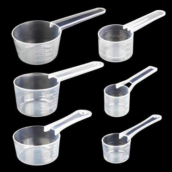 Thijox 6er Set Transparente Dosierlöffel Messlöffel Für Kaffee, Waschpulver, Proteinpulver Langlebiges, Sicheres Und Feuchtigkeitsbeständiges Pp