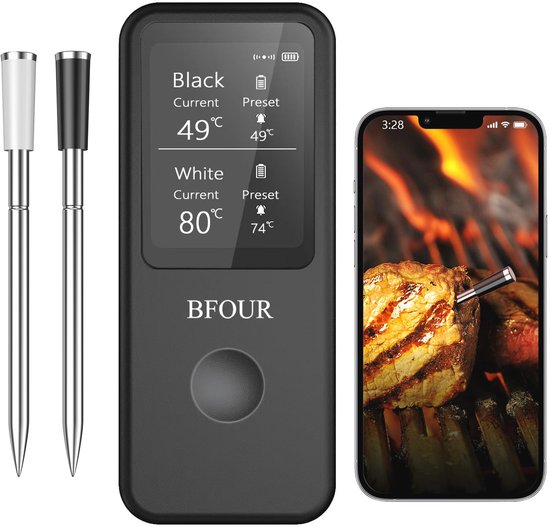 Kabelloses Fleischthermometer Mit Bluetooth Und 2,4 Zoll Display Wasserdicht Und Präzise Für Grill Und Backofen