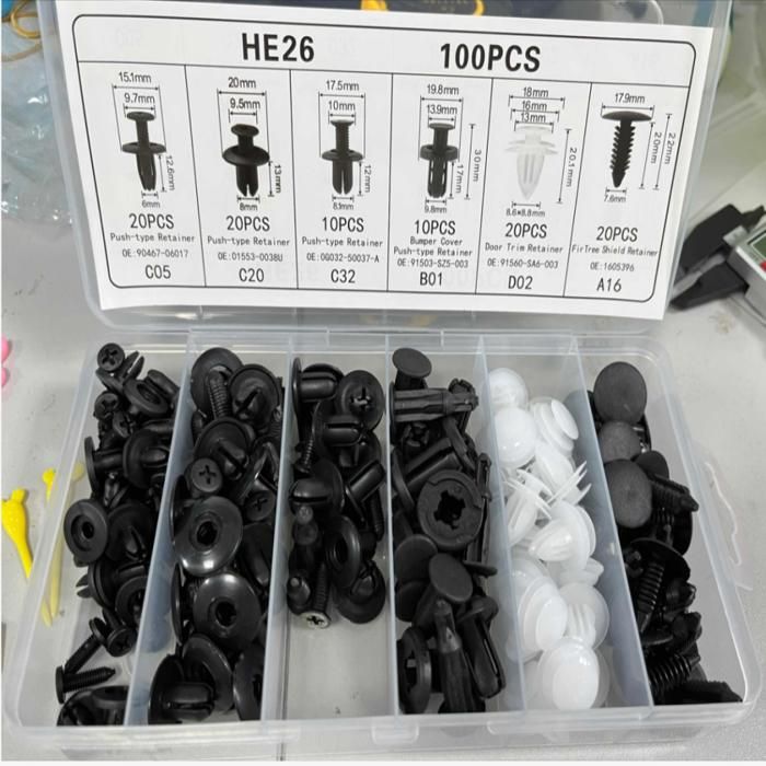 100 Kunststoffnietclips, Kunststoffnieten, Schutzbefestigungen In Verschiedenen Formen Und Größen