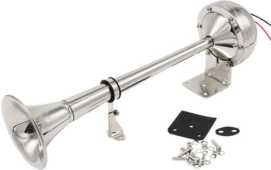 Lufthorn, Einzelnes Horn Schiffshorn Signalton 125 Db, Kraftvoller Klang 41 Cm Länge Silber