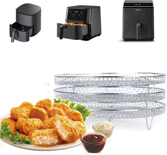 Airfryer Einsatzrost Airfryer Zubehör Kochen & Backen Lebensmittelechter Edelstahl 3 Teilig Silber