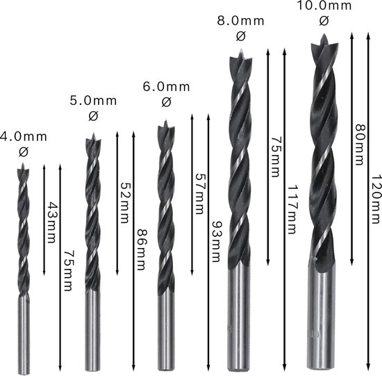Bohrerset (für Weichholz, Hartholz, Ø 4 10 Mm, Professionelles Zubehör Für Bohrmaschine/schraubendreher)