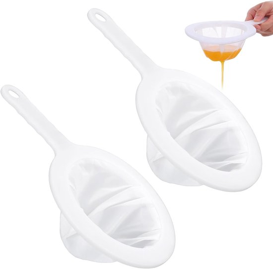 Feinsieb Mit Griff 2 Nylonsiebe Mit 100/120 Maschenweite Zum Filtern Von Öl, Saft Und Milch