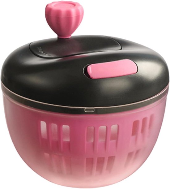 Salattrockner Küchenabtropfgestell Gemüsetrocknung Benutzerfreundlicher Mechanismus 800 Ml Schwarz Und Rosa