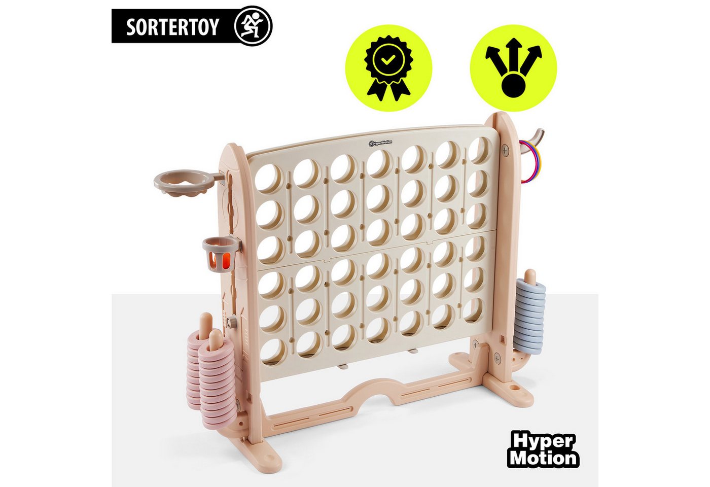 4-in-1 Spielzentrum Aus Pehd, Vier Gewinnt, Basketballringe Und Golf, Maße 109x41cm, Beige-grau Bild 2