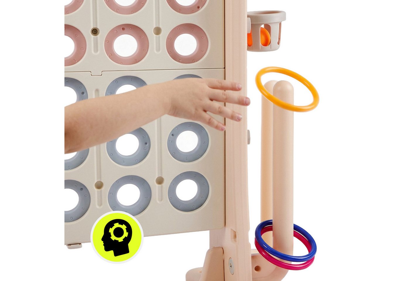 4-in-1 Spielzentrum Aus Pehd, Vier Gewinnt, Basketballringe Und Golf, Maße 109x41cm, Beige-grau Bild 3