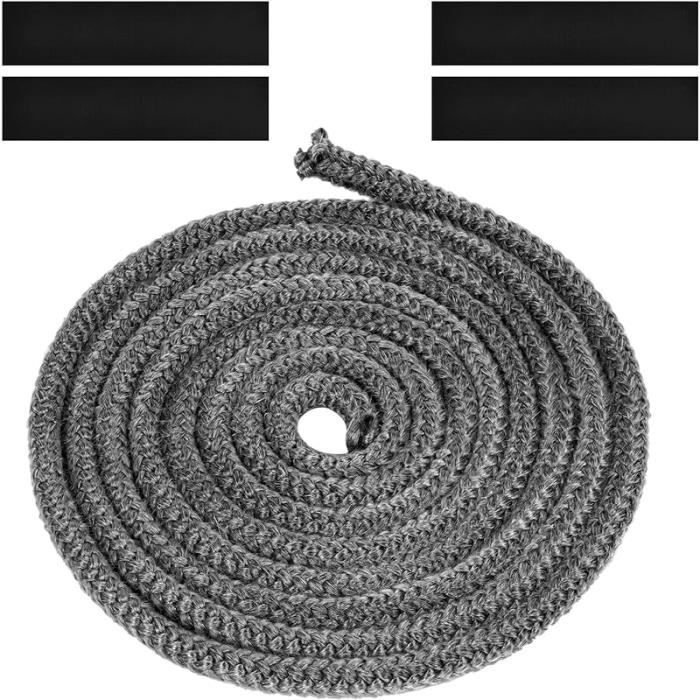 Geflochtene Dichtung Für Kamineinsätze Und Öfen, 8 Mm X 2,5 M Glasfaserdichtung Mit 4 Streifen, Feuerfeste Dichtung, Beständig Bis 600 °c
