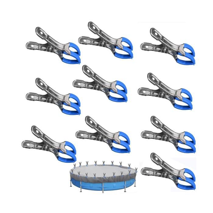 Set Mit 10 Metallclips Für Aufstellpools, Poolabdeckungsclips Mit Starker Klemmkraft, Federabdeckungsclips (doppelclips)