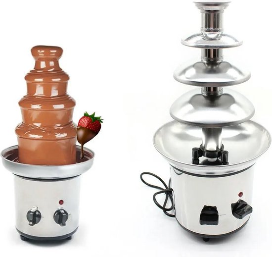 Schokoladenbrunnen Mit Mehreren Ebenen – 4-stöckiger Schokoladenbrunnen – Schokoladenfondue – Edelstahl – 46 X 21,5 Cm