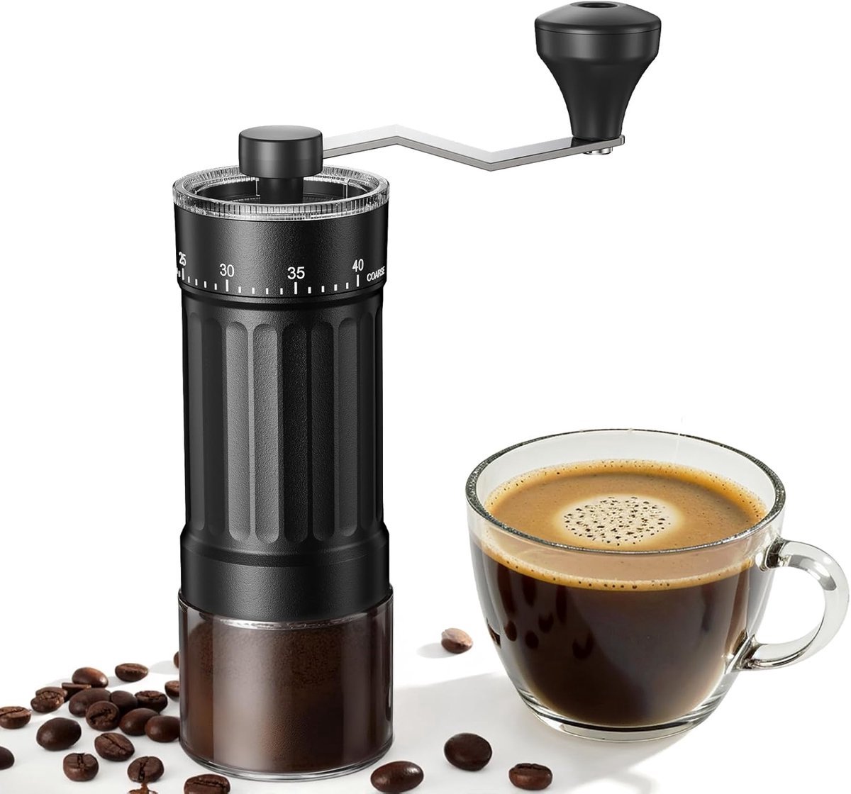 Manuelle Kaffeemühle Mit 40 Einstellbaren Mahlgraden – Tragbare Kegelmühle