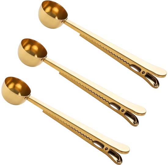 3 Teiliger Kaffeelöffel Aus Edelstahl Kaffeelöffel Mit Clip Kaffeezubehör Milchpulverlöffel Backmesslöffel Beutelverschlussclip Mit Messlöffel Fü