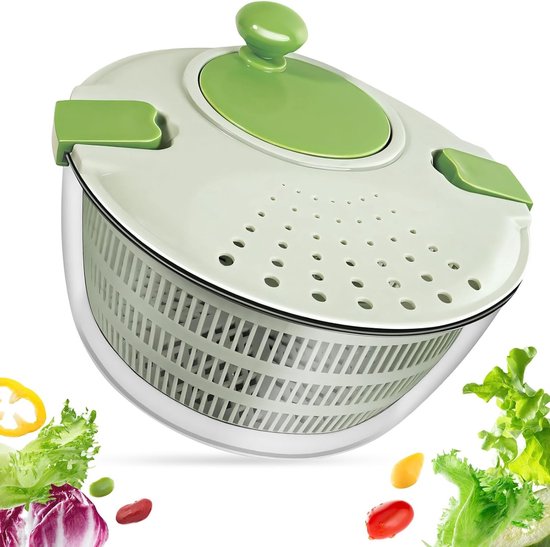 Große Salatschleuder Mit Deckel Und Sieb, 4 Liter, Zum Trocknen Von Gemüse Und Obst, Küchenaccessoire Für Frische Salate Und Gemüse