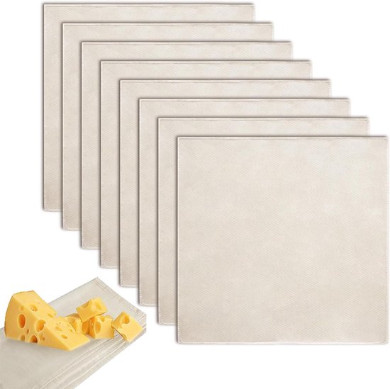Allecto Plus 8 Teiliges Set Aus Baumwoll Käsetüchern Zum Filtern Von Nussmilch Und Lebensmitteln Wiederverwendbar Und Für Die Küche